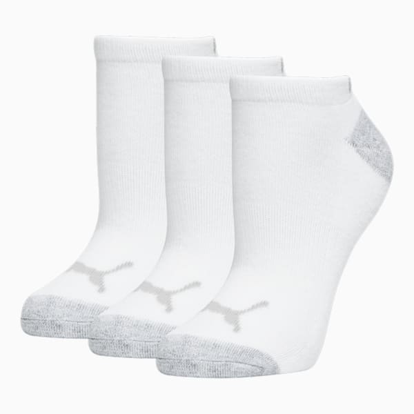Calcetines cortos de media felpa PUMA para mujer (paquete de 3), WHITE / GREY, extralarge