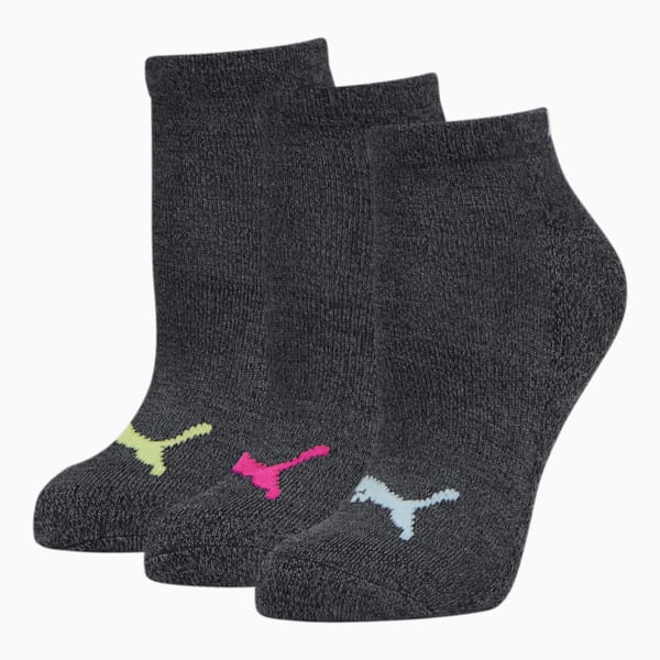 Women's Half-Terry Low Cut Socks (3 Pairs), BLACK / BRIGHT, extralarge
