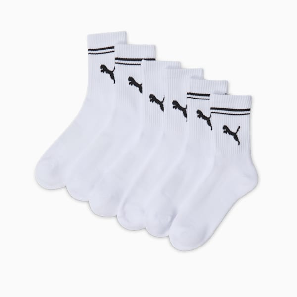 Calcetines deportivos de media felpa para mujer (paquete de 3), WHITE / BLACK, extralarge