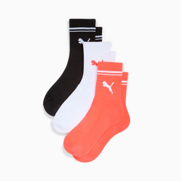 Women's Half-Terry Crew Socks (3 Pairs), CORAL, extralarge