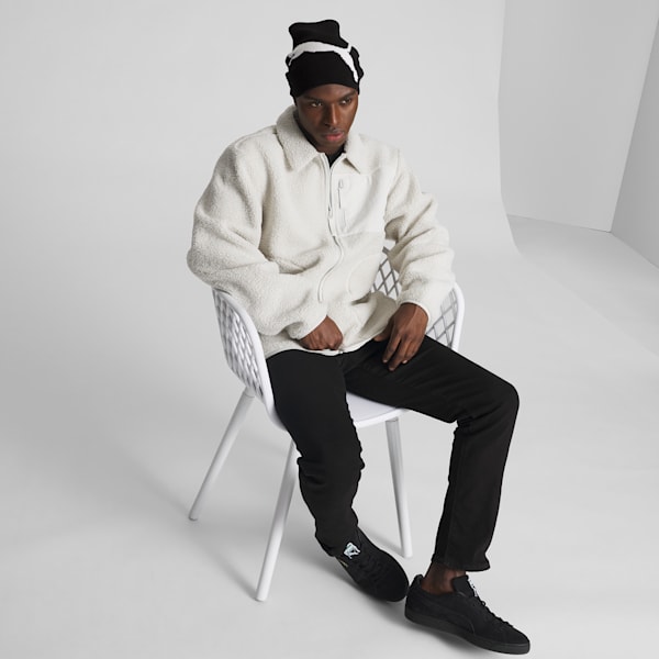 Long Knit Beanie, BLACK/WHITE, extralarge