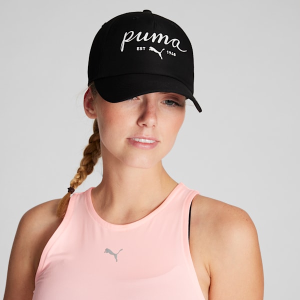 Gorra ajustable PUMA Script para mujer, BLACK, extralarge