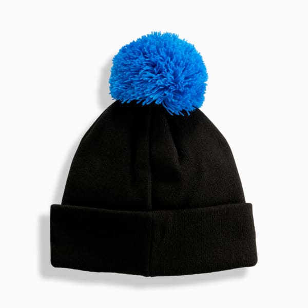 PUMA Pom Pom Kids' Beanie, BLACK/BLUE, extralarge