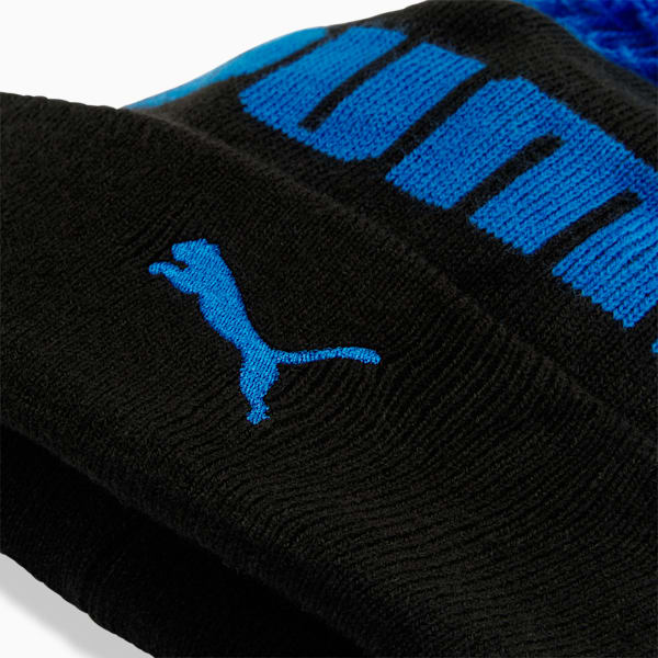 PUMA Pom Beanie, BLACK/BLUE, extralarge