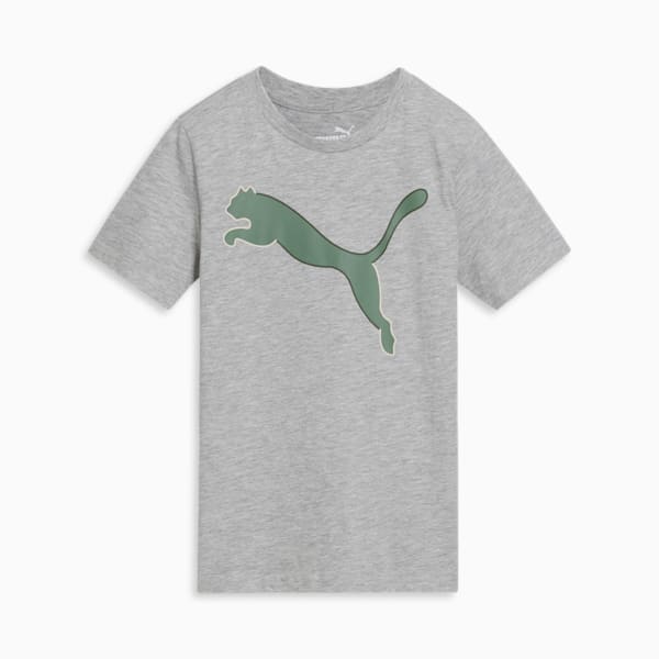 PUMA POWER Big Cat Logo Big Kids' Tee, LIGHT HEATHER GREY, extralarge