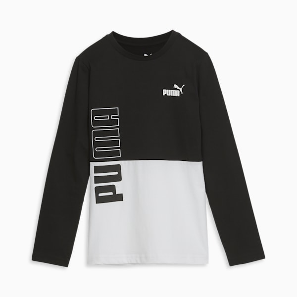 PUMA Power Pack Big Kids' Long Sleeve Tee, PUMA BLACK, extralarge