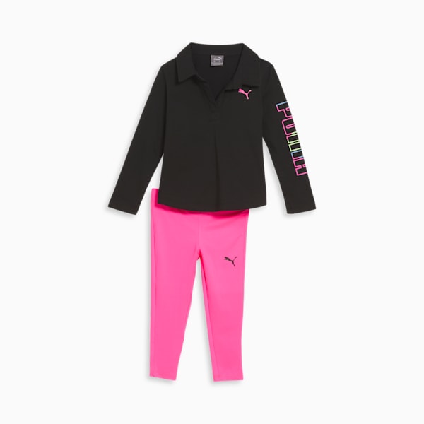 Ensemble deux pièces t-shirt à manches longues et pantalon pour tout-petits, PUMA BLACK, extralarge