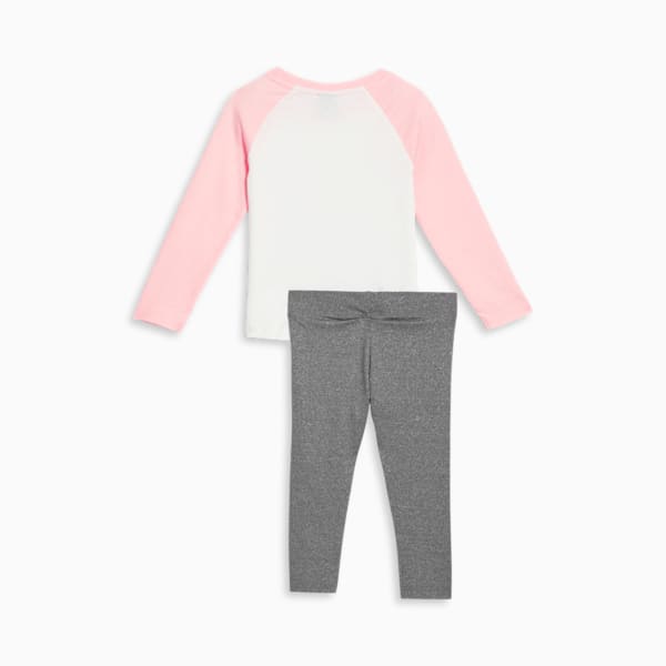 Conjunto de dos piezas de manga larga y logotipo con brillo para bebés, PUMA WHITE, extralarge