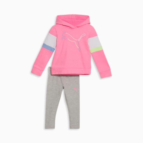 Two-Piece Outline Big Cat Toddlers' Hoodie Set, KNOCKOUT PINK, extralarge