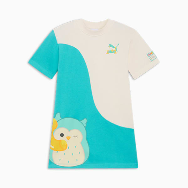 Vestido estilo camiseta con bloque de color de PUMA x SQUISHMALLOWS para niñas grandes, WARM WHITE, extralarge