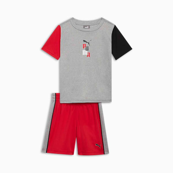 PUMA Stacked Logo 2-Piece Toddlers' Set, LIGHT HEATHER GREY, extralarge