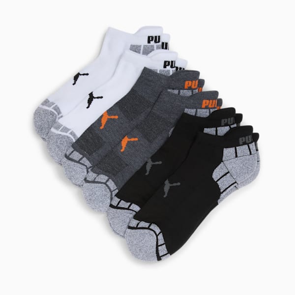 Men's Half Terry Low-Cut Socks (6 Pairs), GREY / ORANGE, extralarge