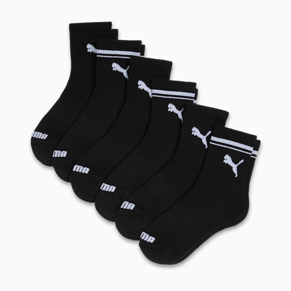 Women's Half-Terry Low Cut Crew Socks (6 Pairs), BLACK / WHITE, extralarge