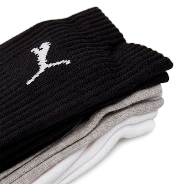 PUMA Unisex Crew Socks 3 Pack, white-grey-black