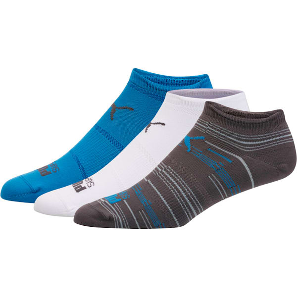 Superlite Men's No Show Socks (3 Pack), asphalt-french blue-white-quarry, extralarge