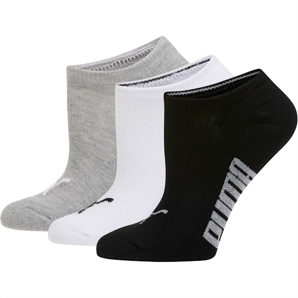 Women’s Invisible No Show Socks (3 Pack), white-black-light heather grey, extralarge