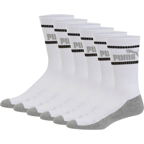 Men’s Crew Socks (6 Pack), white-lt heather grey-black, extralarge
