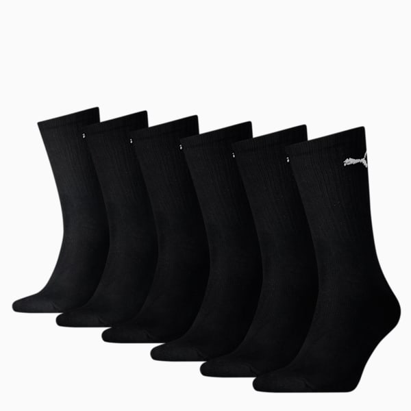 PUMA Unisex Sport Crew Socks 6 pack, black, extralarge-GBR