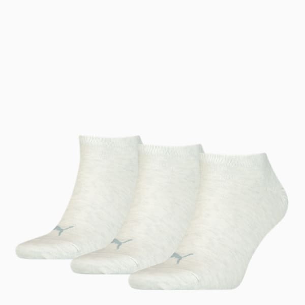 PUMA Unisex Plain Sneaker Trainer Socks 3 Pack, oatmeal