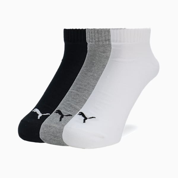 ユニセックス クォーター ソックス プレーン 3足セット, white / grey / black, extralarge-JPN