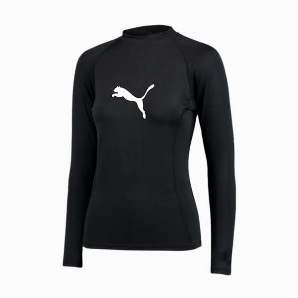 PUMA Swim Women's Long Sleeve Rash Guard, black, extralarge-GBR