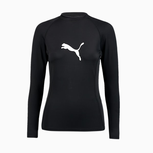 PUMA Swim Women's Long Sleeve Rash Guard, black, extralarge
