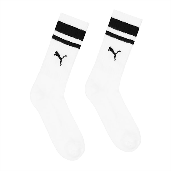 PUMA Unisex Crew Heritage Stripe Socks 2 Pack, white