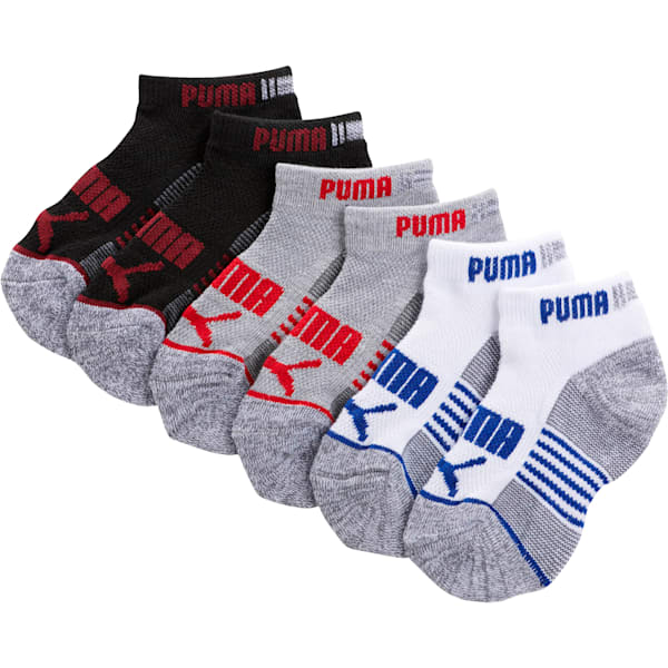 Boy's 6pk Low Cut, GREY / RED, extralarge