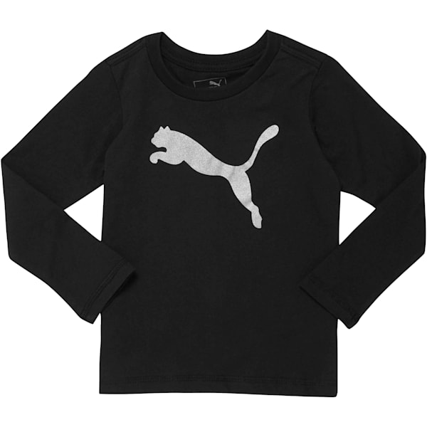 Toddler Cotton Long Sleeve Cat Tee, PUMA BLACK, extralarge
