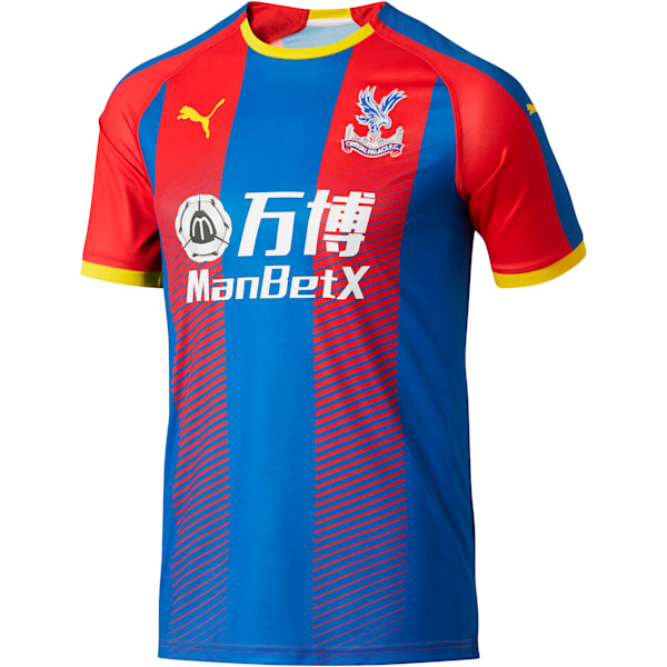 Crystal Palace Men's Home Replica Jersey, Crystal Palace Blue- Red Stripes, extralarge