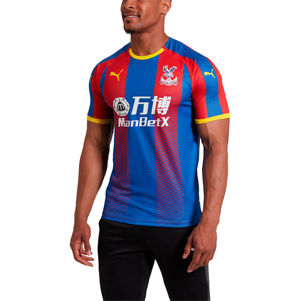 Crystal Palace Men's Home Replica Jersey, Crystal Palace Blue- Red Stripes, extralarge