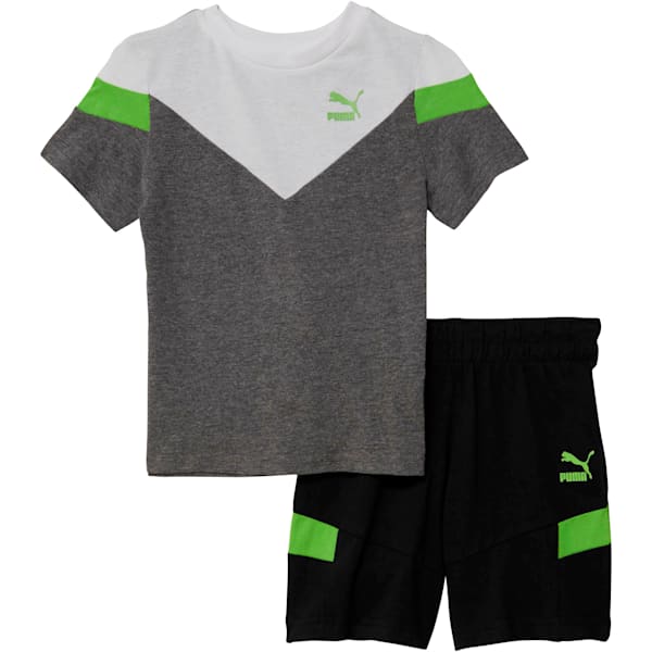 Toddler Cotton Tee and Short Set, CHARCOAL HEATHER, extralarge