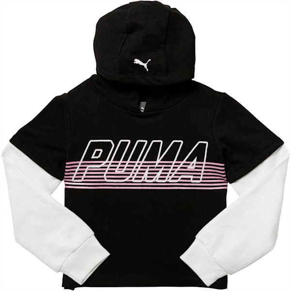 Little Kids' Fleece Hangdown Pullover, PUMA BLACK, extralarge