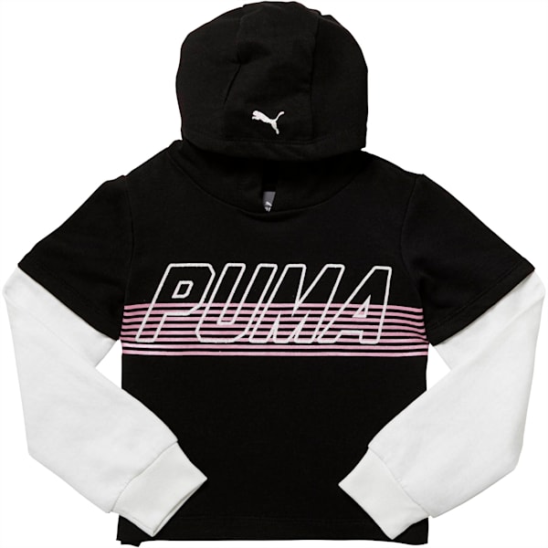 Little Kids' Fleece Hangdown Pullover, PUMA BLACK, extralarge