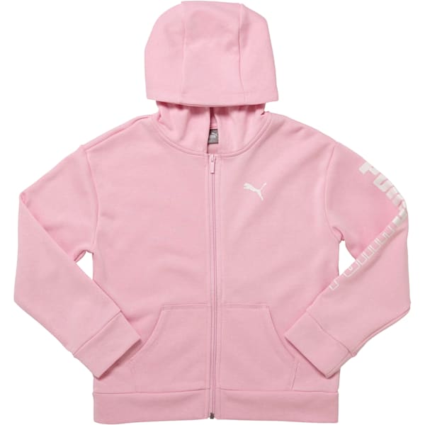 Girls' Fleece Full Zip Hoodie JR, PALE PINK, extralarge