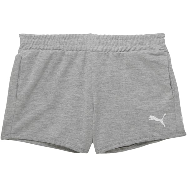Girls' French Terry Shorts JR, LIGHT HEATHER GREY, extralarge