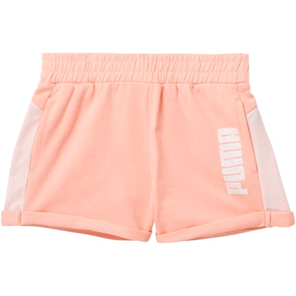 Little Kids' Cotton Terry Mesh Fashion Shorts, PEACH BUD, extralarge