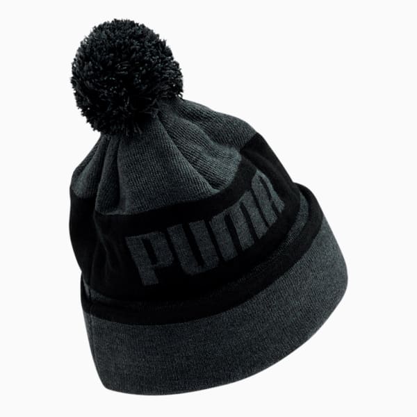 PUMA Block Cuff Pom Men's Beanie, Charcoal, extralarge