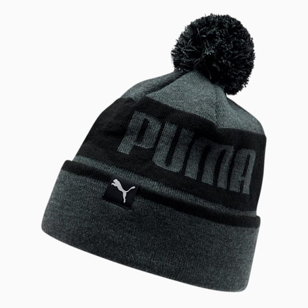 PUMA Block Cuff Pom Men's Beanie, Charcoal, extralarge