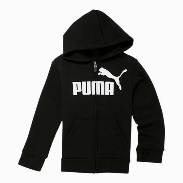 No.1 Logo Little Kids' Fleece Zip Up Hoodie, PUMA BLACK, extralarge