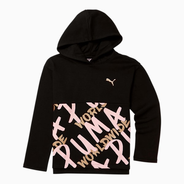 Tag Girls' Fleece Hoodie JR, PUMA BLACK, extralarge
