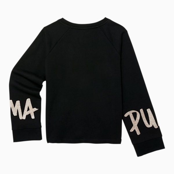 Tag Girls' French Terry Crewneck Sweatshirt JR, PUMA BLACK, extralarge