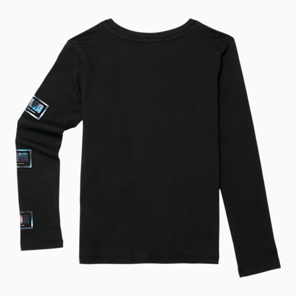 Holiday Pack Little Kids' Long Sleeve Graphic Tee, PUMA BLACK, extralarge