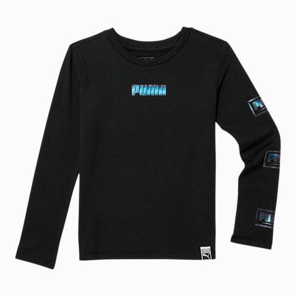 Holiday Pack Little Kids' Long Sleeve Graphic Tee, PUMA BLACK, extralarge