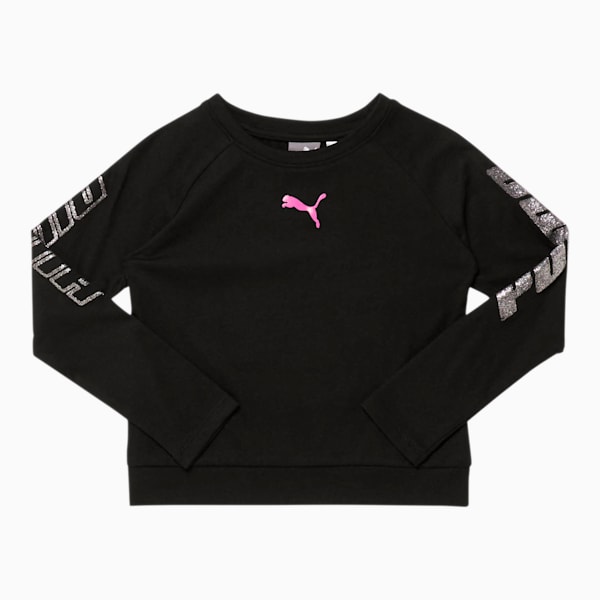 Modern Sports Little Kids' Long Sleeve Fashion Tee, PUMA BLACK, extralarge