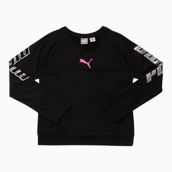 Modern Sports Girls' Long Sleeve Fashion Tee JR, PUMA BLACK, extralarge