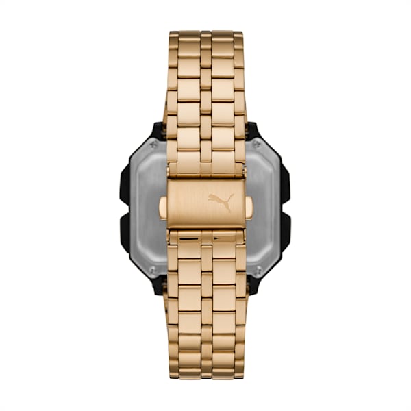 Remix Gold Stainless Steel Digital Watch, Gold/Black, extralarge