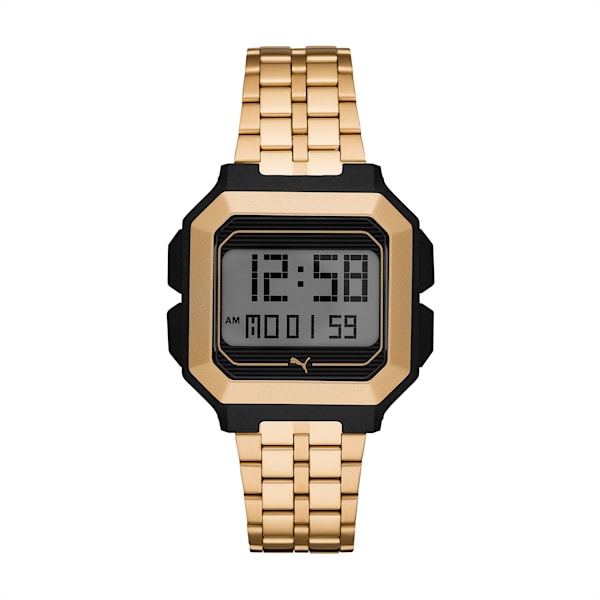 Remix Gold Stainless Steel Digital Watch, Gold/Black, extralarge