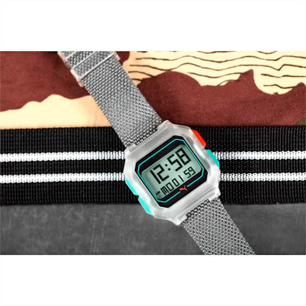 Remix Gray Nylon Digital Watch, Clear/Gray, extralarge