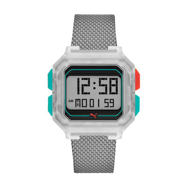 Remix Gray Nylon Digital Watch, Clear/Gray, extralarge
